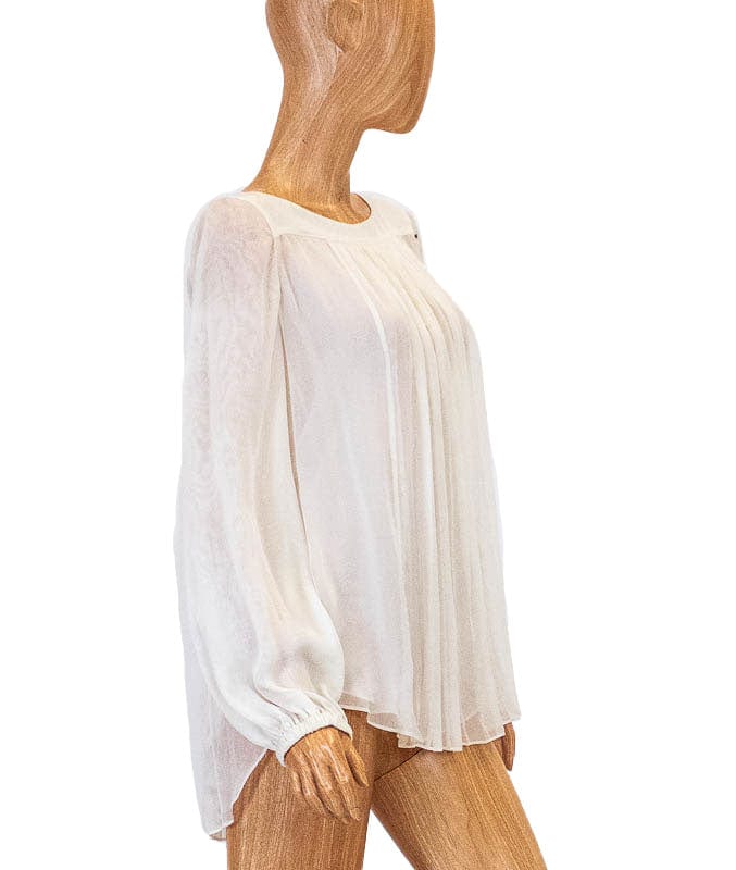 Sportmax Clothing Small Sheer Pleated Blouse