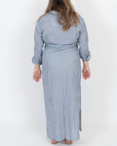 STILL WATER Clothing Large "Darian" Striped Long Shirt Dress