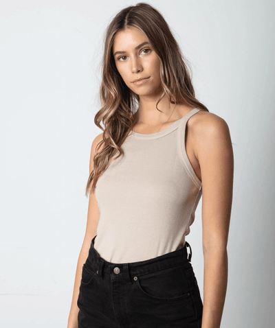 STILL WATER Clothing Medium Taupe 90s Rib Tank