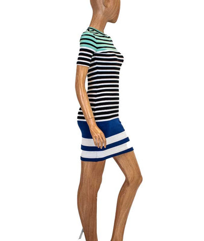 T By Alexander Wang Clothing XS Striped Stretch Cotton Mini Dress