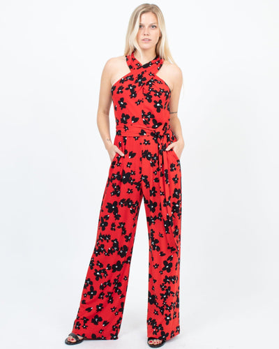 Tahari Clothing Medium | US 6 Red Floral Jumpsuit