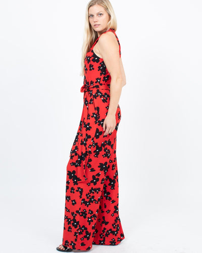 Tahari Clothing Medium | US 6 Red Floral Jumpsuit