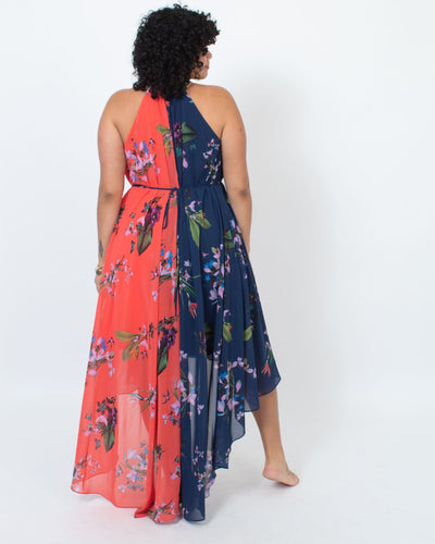 Ted Baker Clothing Large Two-Tone Floral Maxi Dress