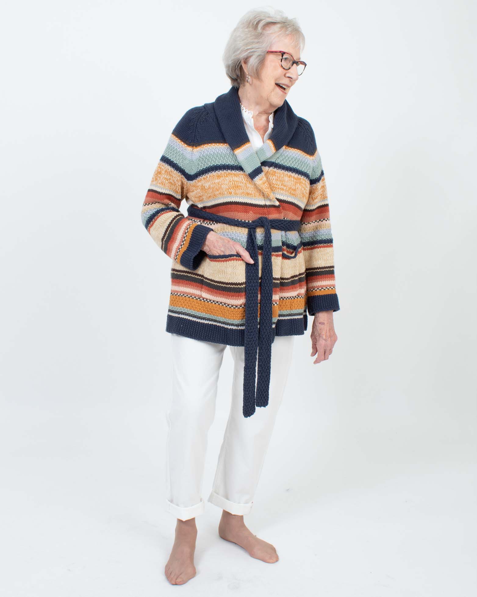 The Great Clothing Medium Striped Multicolor Knit Cardigan