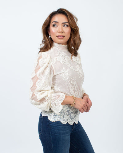 The Kooples Clothing Small | US 2 Lace Long Sleeve Blouse