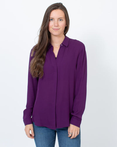 Theory Clothing Small Purple Silk Blouse