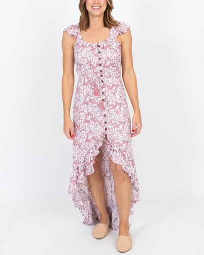 Tiare Hawaii Clothing One Size Pink Floral High-Low Dress