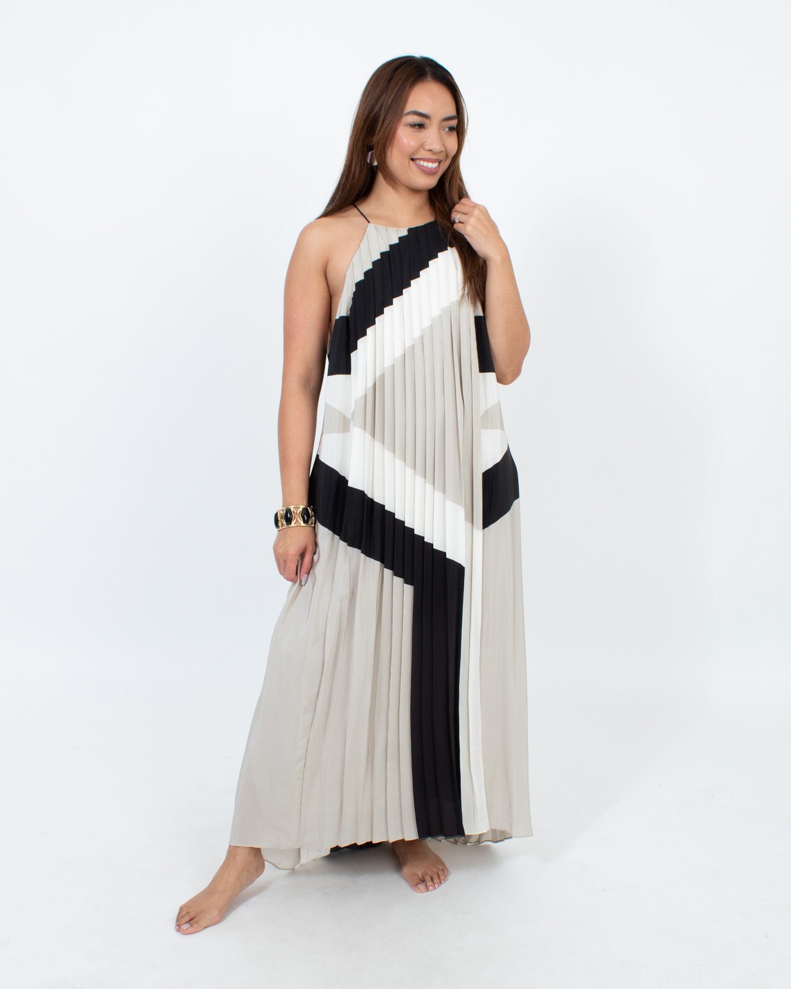 Silk Color Block Maxi Dress The Revury