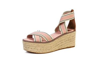 Tory Burch Shoes Small | US 7.5 "Frieda" Cross Strap Espadrille Platform Wedges
