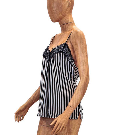 Trina Turk Clothing Large Striped Silk Spaghetti Strap Blouse