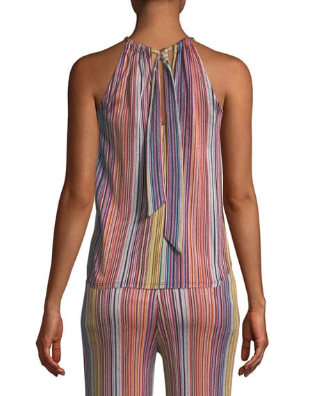 Trina Turk Clothing Small "Amirah Daybreak" Stripe-Knit Halter Top