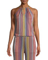 Trina Turk Clothing Small "Amirah Daybreak" Stripe-Knit Halter Top