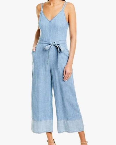Trina Turk Clothing XL | US 12 "Cloud" Chambray Cropped Jumpsuit