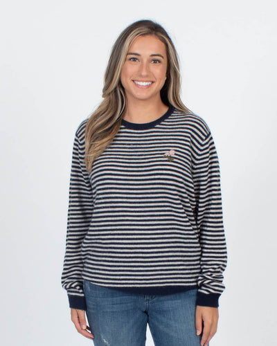TROVATA Clothing Large "Ryann" Striped Cashmere Sweater