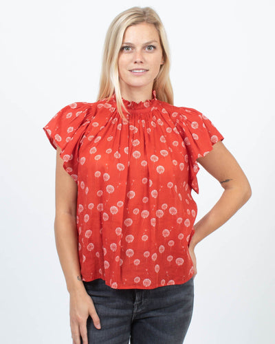 TROVATA Clothing Small Pleated Print Top
