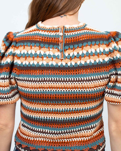 Ulla Johnson Clothing Medium Short Sleeve Striped Wide Knit Sweater