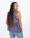 Ulla Johnson Clothing Medium | US 6 Printed Ruffle Sleeve Silk Blouse