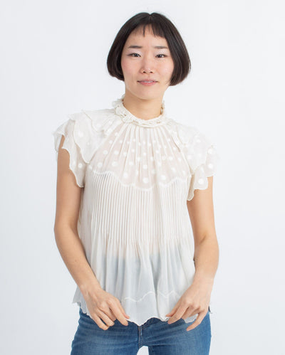 Ulla Johnson Clothing Medium | US 6 Ruffled Sheer Blouse