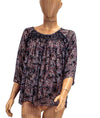 Ulla Johnson Clothing Medium | US 8 Printed Silk Quarter Length Sleeve Top