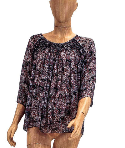 Ulla Johnson Clothing Medium | US 8 Printed Silk Quarter Length Sleeve Top