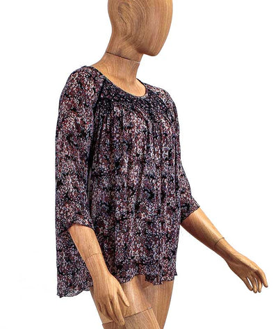 Ulla Johnson Clothing Medium | US 8 Printed Silk Quarter Length Sleeve Top