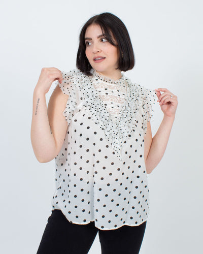 Ulla Johnson Clothing Medium | US 8 Ruffled Lace Sleeveless Blouse