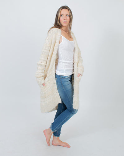 Ulla Johnson Clothing Small Striped Cream Cardigan