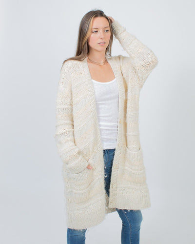 Ulla Johnson Clothing Small Striped Cream Cardigan