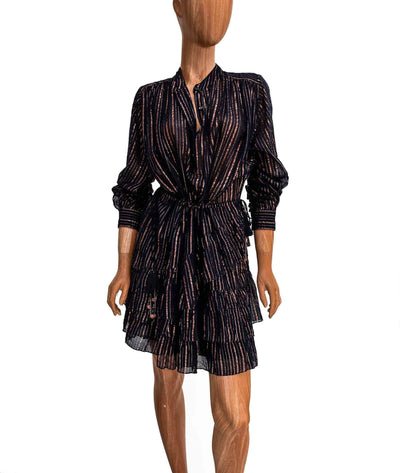 Ulla Johnson Clothing Small | US 4 Copper Striped Dress with Waist Tie
