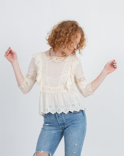 Ulla Johnson Clothing Small | US 4 Ruffle and Applique Blouse