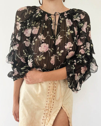Ulla Johnson Clothing XS | US 0 Sheer Floral Blouse