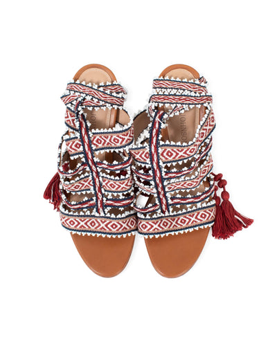Ulla Johnson Shoes Small | US 8 I IT 38 Beaded "Sabina Tribal" Ankle Wrap Tassel Sandals