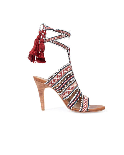 Ulla Johnson Shoes Small | US 8 I IT 38 Beaded "Sabina Tribal" Ankle Wrap Tassel Sandals