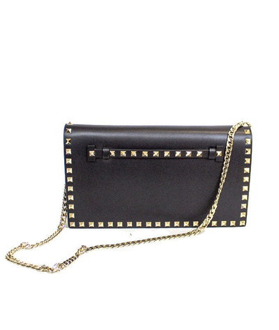 Valentino Bags One Size Leather Rockstud Clutch with Chain Strap