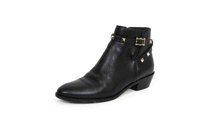 Valentino Shoes Medium | US 8.5 I IT 38.5 Rockstud Grainy Calfskin Leather Ankle Bootie