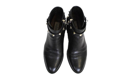 Valentino Shoes Medium | US 8.5 I IT 38.5 Rockstud Grainy Calfskin Leather Ankle Bootie