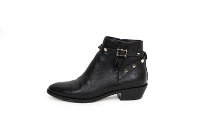 Valentino Shoes Medium | US 8.5 I IT 38.5 Rockstud Grainy Calfskin Leather Ankle Bootie