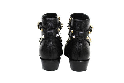 Valentino Shoes Medium | US 8.5 I IT 38.5 Rockstud Grainy Calfskin Leather Ankle Bootie