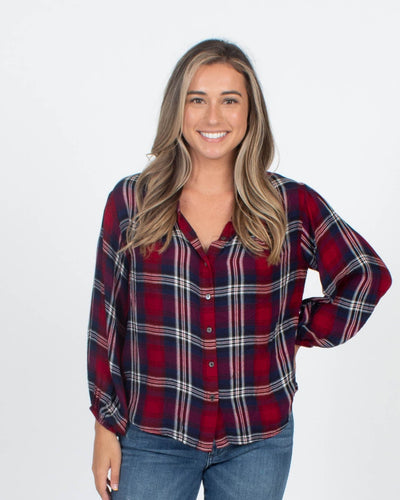 Velvet by Graham & Spencer Clothing Small Plaid Button Down Blouse