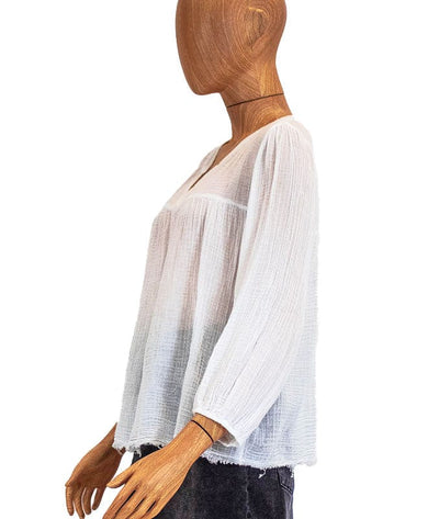 Velvet by Graham & Spencer Clothing Small White Peasant Blouse