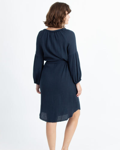 Velvet by Graham & Spencer Clothing XS Navy Long Sleeve Dress