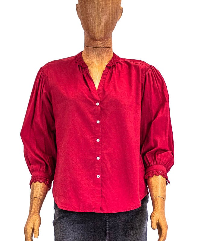 Red button blouse online