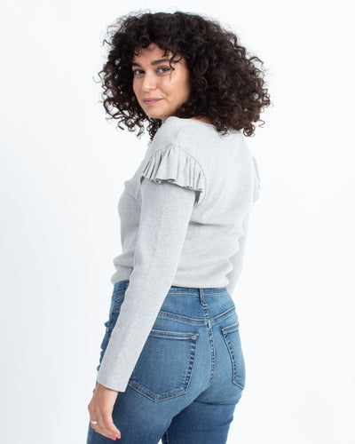 Veronica Beard Clothing Large Ribbed Long Sleeve Tee