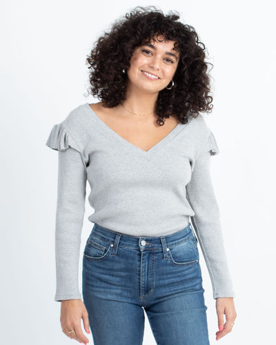 Veronica Beard Clothing Large Ribbed Long Sleeve Tee