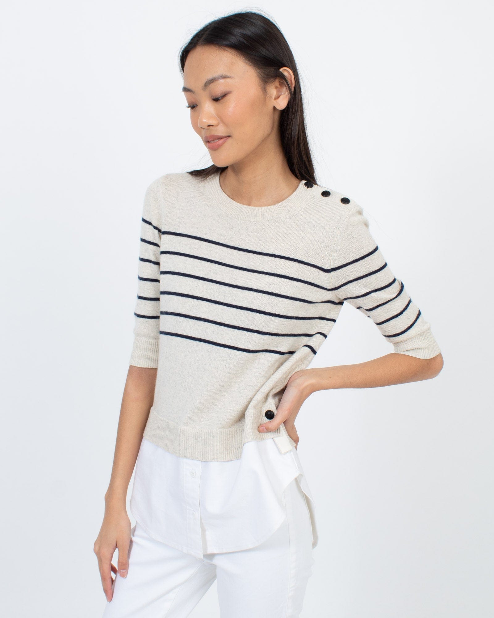 Three quarter sleeve sweater cheap