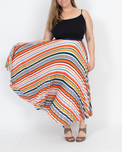 Victoria Beckham Clothing Medium | US 8 Pleated Striped Midi Skirt