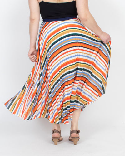 Victoria Beckham Clothing Medium | US 8 Pleated Striped Midi Skirt