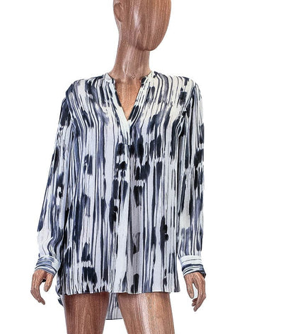Vince Clothing Large | US 10 Printed Silk Henley Top