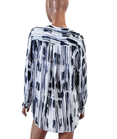 Vince Clothing Large | US 10 Printed Silk Henley Top