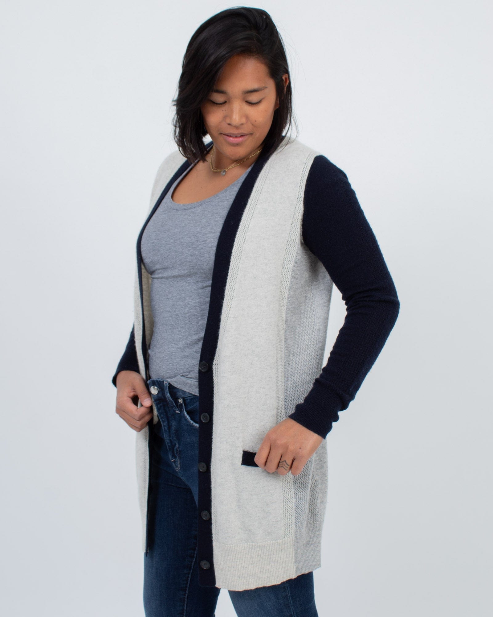 Vince Clothing Medium Color Block Cardigan